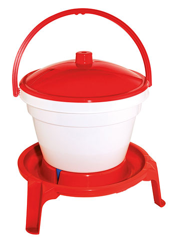 Tränkeneimer PVC weiß/rot, 12 L mit Fuß