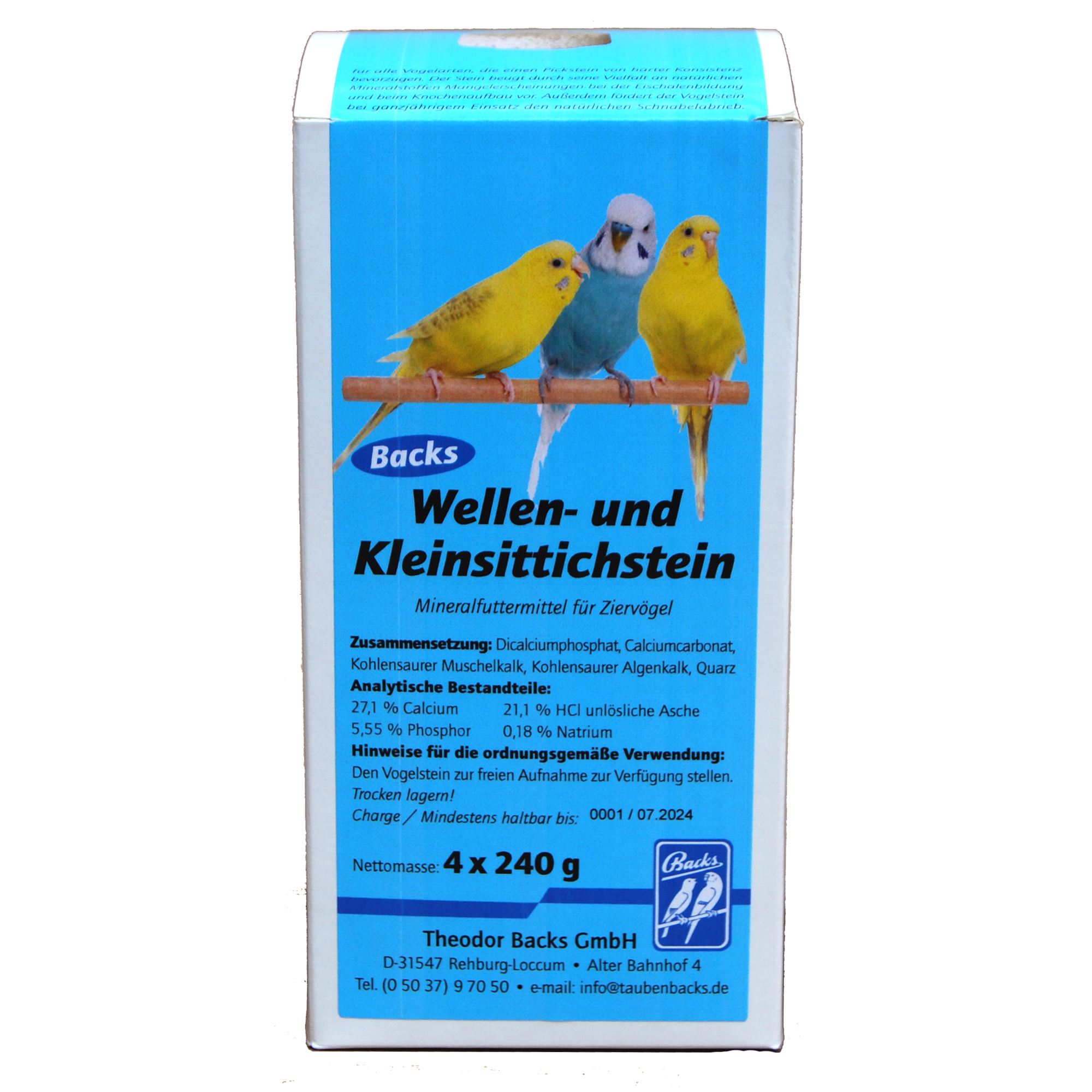 BACKS Wellen- u. Kleinsittichstein, 4×240g